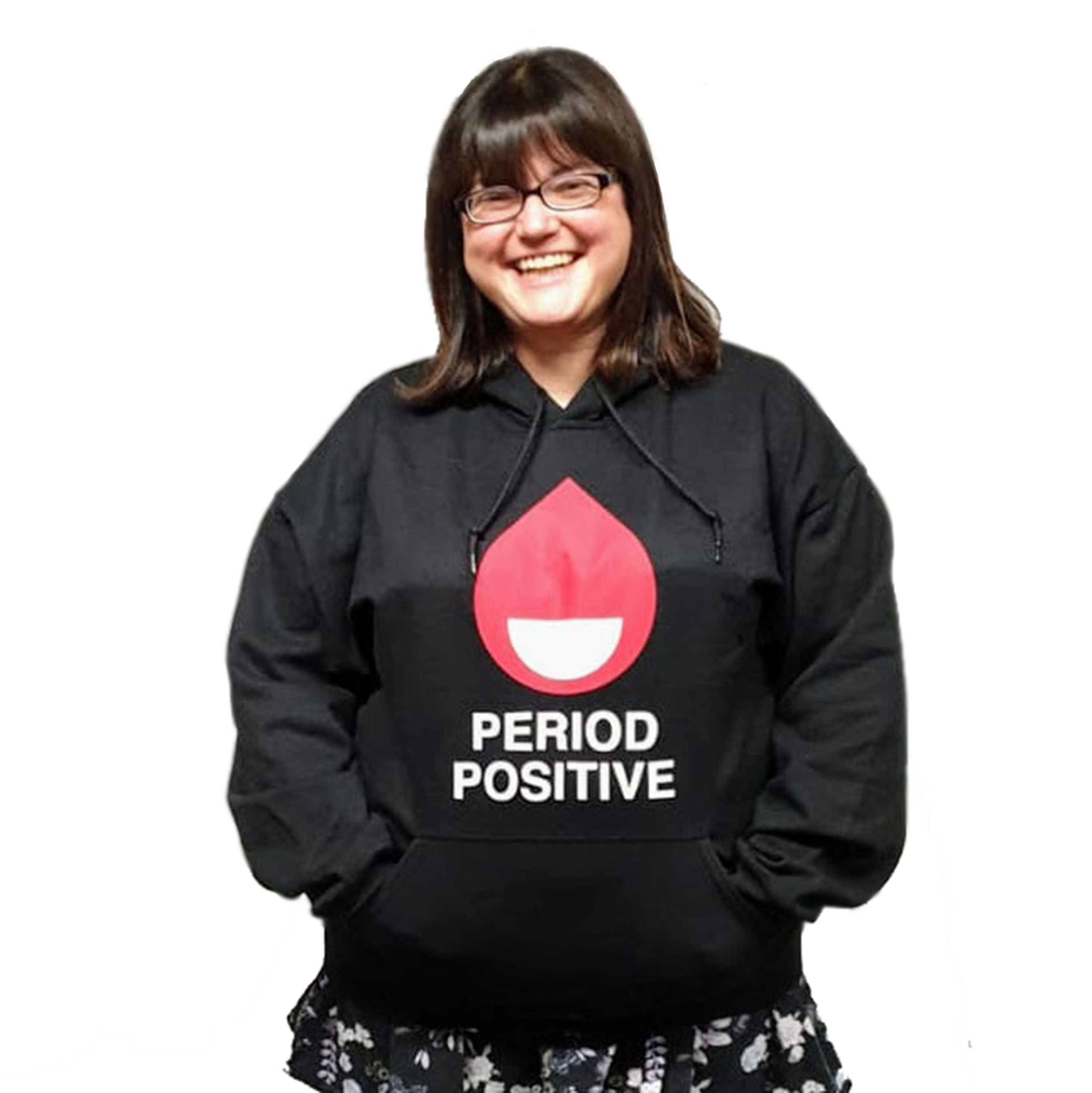 Chella Quint wearing the Period Positive hoodie